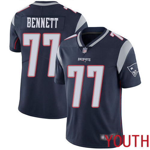 New England Patriots Football 77 Vapor Limited Navy Blue Youth Michael Bennett Home NFL Jersey